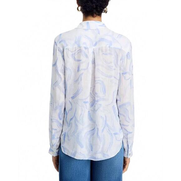 NEW BELLA DAHL classic button down shirt in waves floral print - Picture 3 of 4